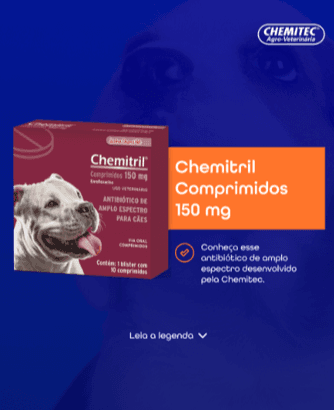 Chemitril Comprimidos - O Chemitril® 150mg é um antibiótico de amplo espectro. Isso significa que o produto desenvolvido pela Chemitec tem a capacidade de combater um amplo leque de bactérias que podem afetar o organismo dos pets. 

O Antibiótico Chemitril® Comprimidos 150mg é formulado à base de enrofloxacino, um antimicrobiano moderno e altamente indicado para tratar infecções bacterianas que afetam o trato respiratório, gastrointestinal e dérmico dos cães.

Com ação rápida e eficaz, ele combate a infecção na causa do problema, proporcionando alívio e uma recuperação mais rápida para o seu amigo de quatro patas. Além disso, sua apresentação em comprimidos facilita a administração, tornando o tratamento mais prático para tutores e veterinários. 

Conheça essa solução ideal para seu pet!

#Chemitec #JuntosSomosChemitec #Chemitril #antibiótico #saudeanimal
