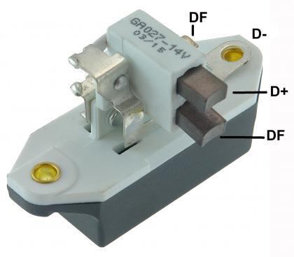 REGULADOR DE VOLTAGEM GA027 - 14V - BOSCH: 9190087027, 9190087004, 9190087010, 9190087015, 9190087029, 1986 AE0 008 Magneti Marelli: RT510081
VW: Apollo GL, GLS, Gol 1.6, GL, GT, GTS, GTI, Voyage / Parati 1.5, 1.6, GL, GLS, Santana CL, 1.8, 2.0, Quantum, Passat 1.5, 1.8, GTS, Pointer, todos até 12.91; FORD: Del Rey 1.8. Belina 1.8. Pampa 1.8. Escort Guia 1.8, XR3, Guarujá. Verona 1.8 GLX, todos até 12.91; FIAT: Uno Mille, Uno 1.3, 1.5 Elba 1.3, 1.5 Fiat 147. Panorama. Fiorino.
Tecnologia: Convencional
Campo: Positivo
Set Point (V): 14,53