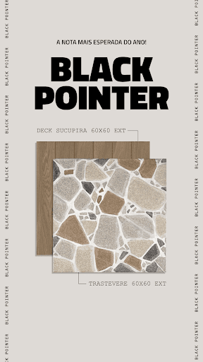 A NOTA MAIS ESPERADA DO ANO CHEGOU PARA A SUA ÁREA EXTERNA! 🖤

A Black Pointer é Laranja 🧡 e traz a combinação perfeita entre resistência e beleza natural para o seu lado de fora.

Os destaques DECK SUCUPIRA (visual madeira) e TRASTEVERE (visual pedra) no formato 60x60 EXT são a escolha inteligente para transformar varandas, calçadas e áreas de lazer com segurança e muito estilo.

Prepare sua casa para o verão agora!
