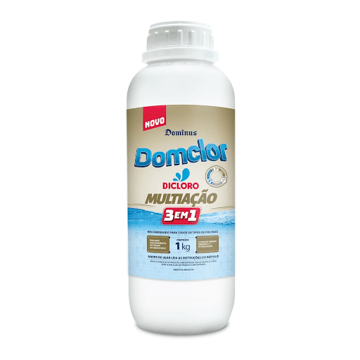 Dicloro Multi Ação Domclor 1Kg - Domclor multiação 3 em 1 é um cloro granulado aditivado destinado a desinfecção de piscinas.é recomendado para todos os tipos de piscinas.