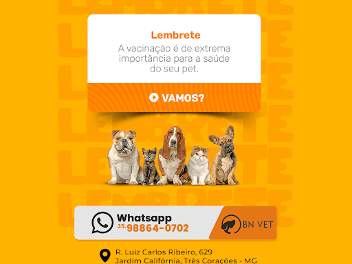 As vacinas salvam a vida de milhões de cães e gatos em todo o mundo, antes das vacinas muitos cães morriam de raiva, cinomose, hepatite, leptospirose, parvovirose e de complicações decorrentes dessas doenças. O mesmo pode se dizer dos gatos que morriam de raiva, complexo respiratório felino, panleucopenia e suas complicações. Hoje em dia, a maioria da população felina tem acompanhamento veterinário e participam do programa de vacinação de filhotes e reforços anuais (por toda a vida). A vacinação correta, associada com cuidados médicos e nutricionais, faz com que a incidência dessas doenças diminua consideravelmente ano após ano.

Os veterinários são os profissionais aptos a recomendar e aplicar as vacinas necessárias em seu pet. Não deixe de consultá-lo.

Vacinar seu pet é um ato de carinho com ele, com sua família e toda sociedade, pois as vacinas ajudam na manutenção da saúde e evitam a disseminação de doenças. 🐶🐱

Agende uma consulta para avaliar a saúde e as vacinas do seu pet.
📲(35) 98864-0702