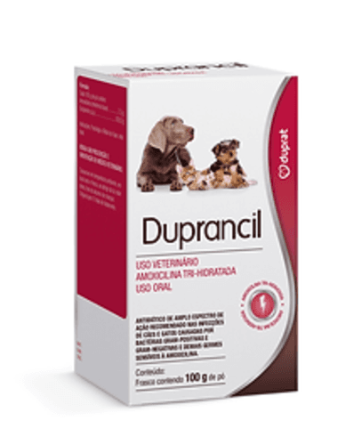 Duprancil 40 G Amoxicilina Trihidratada - É um bactericida altamente eficaz contra as bactérias gram-positivas e gram-negativas; infecções bacterianas agudas ou crônicas das vias respiratórias.