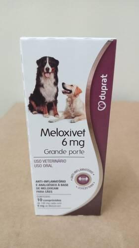 Meloxivet 6 Mg Grande Porte Com 10 Comprimidos - É indicado para tratamento e alívio da dor e inflamação em patologias agudas ou crônicas associadas ao sistema músculo-esquelético de cães e gatos: analgesia pós-cirúrgica, luxações, ruptura de ligamento, fraturas entre outros.