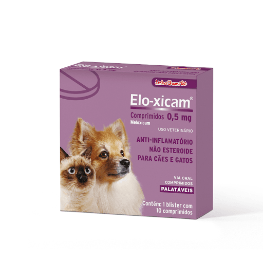 Elo-Xicam 0,5 Mg Comprimidos - É um Anti-inflamatório indicado em processos inflamatórios dos cães e gatos, nas patologias dolorosas agudas ou crônicas.