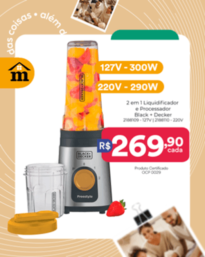 Prepare sucos, vitaminas e molhos com muito mais estilo e facilidade com o liquidificador da BLACK+DECKER (R$269,90). Ele possui duas jarras de 300 ml e 600 ml, além de 2 tampas com vedação e bocal para consumo direto nas jarras! Preço válido até 21/04/2025 ou enquanto durarem os estoques.

 #oferta #liquidificador #cozinha #shake