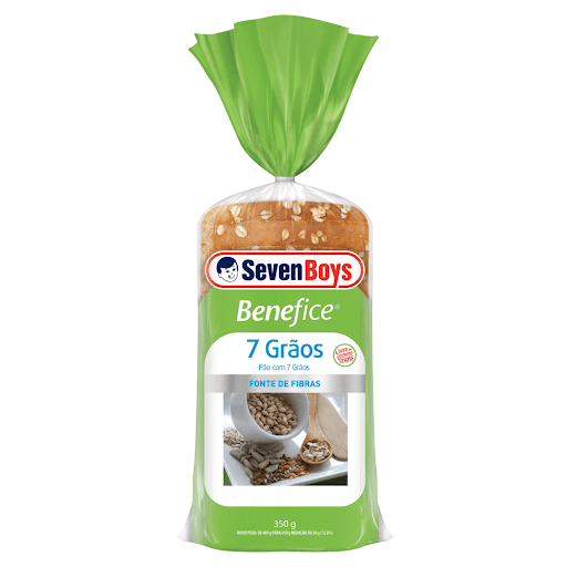 Pão 7 Grãos Seven Boys Benefice Pacote 350g - A linha Benefice é ideal para quem procura incrementar os sabores do dia a dia com a riqueza nutricional dos grãos, que ajudam a cuidar da saúde e contribuem para regularizar as funçãoes do intestino.