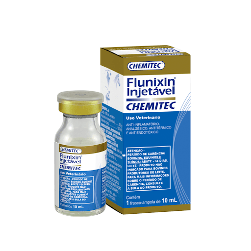 Flunixin Injetável 10 ml - É um anti-inflamatório que apresenta um potente ação analgésica, antitérmica e antiendotóxica.