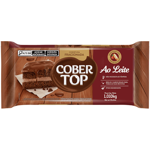 BARRA COBERTOP AO LEITE 10X1,010KG - Produzidos com matérias-primas selecionadas e alto controle de qualidade, os produtos Cobertop possuem alto rendimento, proporcionando brilho, facilidade de manuseio e muito sabor em suas receitas de bolos, trufas, doces e sobremesas. As barras Cobertop não precisam de têmpera, oferecendo mais praticidade e o melhor qualidade para você!