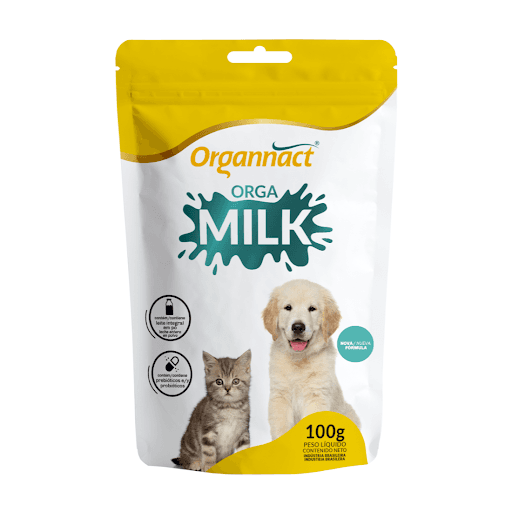 Orga Milk 100G - Organnact - Alimento completo para cães e gatos filhotes.

Contém leite integral em pó.
Contém níveis adequados de aminoácidos, vitaminas e minerais para equilíbrio nutricional desde os primeiros dias da vida. 
Contém probióticos e prebióticos que auxiliam no desenvolvimento da microbiota intestinal dos filhotes. 

Alimento completo indicado como substituto do leite materno para filhotes de cães e gatos que necessitam de suporte nutricional na fase de aleitamento até o desmame. Indicado para situações como ninhadas numerosas, filhotes órfãos e em casos de baixa produção ou ausência de leite materno.