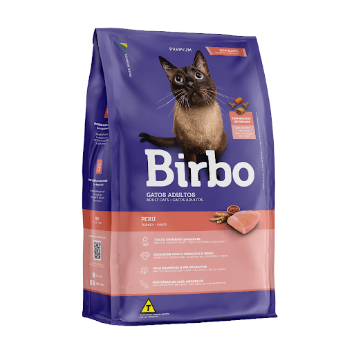 Birbo Premium Gatos Peru 15Kg - Birbo Gatos Peru, especialmente desenvolvido para agradar o paladar exigente dos felinos em uma alimentação completa e balanceada, com ingredientes selecionados, enriquecida com vitaminas e minerais em níveis adequados aos gatos adultos. Birbo Gatos Peru é elaborado com proteína de peru, além de conter nuggets recheados em sua composição, proporcionando uma refeição saborosa aos gatos. É formulado com ômegas 3 e 6, taurina, aminoácido essencial à dieta dos gatos que auxilia na prevenção de problemas visuais e cardíacos, e extrato de Yucca schidigera, que atua a nível intestinal, auxiliando na redução do odor das fezes.