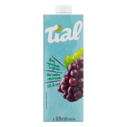 Néctar Uva Tial Caixa 1l - Sem ingredientes artificiais e sem conservantes, o néctar de uva Tial é delicioso, adoçado na medida certa.