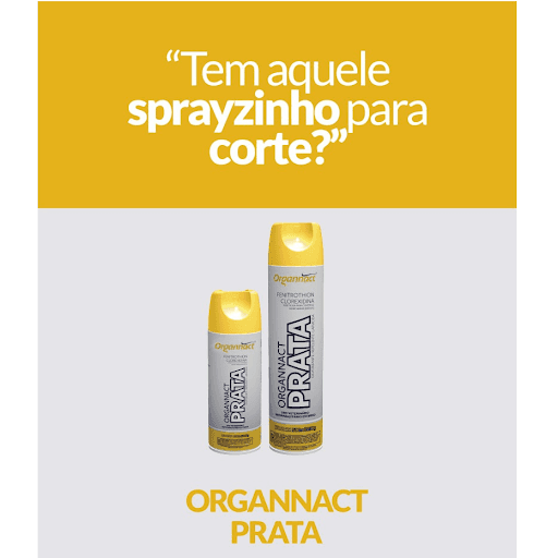 Organnact Prata 500mL - Organnact - ("Tem aquele sprayzinho para corte?")

Deve-se aplicar em feridas acidentais e por outras causas, tais como castração, descorna, tosquia, marcação, amputação, caudectomia (corte do rabo) e pós-operatórios em geral. Pode ser usado ainda em rachadura de cascos e umbigos de bezerros recém-nascidos.
