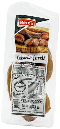Salsicha Cervelá | 300g - Carne bovina com alho, tipo salsichão