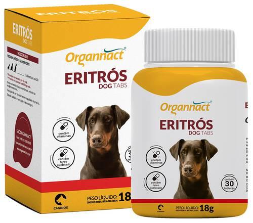 Eritrós Dog Tabs 18G - Organnact - Pode ser fornecido continuamente; 
Pode ser utilizado em todas as fases da vida;
Dose única diária (independente do peso, tamanho e idade); 
Contém alta concentração de ácido fólico;
Contém vitaminas B6 e B12.