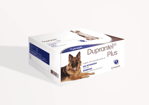 Duprantel Plus Com 200 Comprimidos - Vermífugo é de largo espectro, apropriado para combate e eliminação de parasitas cestódeos (vermes chatos) e nematódeos (vermes redondos) de cães