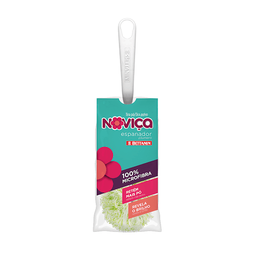 Espanador de Pó em Microfibra Branco/Verde Noviça Bettanin - Multicoisas - O Espanador de Pó em Microfibra de Bettanin possui formato oval e seu material é ideal para reter o pó sem riscar objetos delicados e superfícies. Além disso, também ajuda a exaltar o brilho de móveis e outros utensílios. Pode ser facilmente guardado em qualquer lugar da sua lavanderia.
