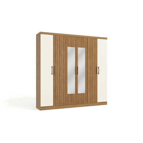 Roupeiro 6 portas | 3 gavetas - J559 - Kappesberg - O Roupeiro J559 Kappesberg é ideal para quem gosta de modelos convencionais. Com seis portas de bater e três gavetas, ele conta com aplo espaço interno entre cabideiros e prateleiras, ideal par organizar todos os seus itens. Produzido com matéria-prima de qualidade, ele possui impressão em 3D de ripado em quatro portas, além de espelhos, garantindo a sensação de amplitude de espaço. Seus tons de cores, entre o Freijó e o Off White, garantem a sensação de conforto e aconchego ao ambiente.