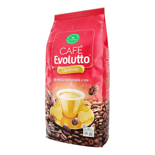 Café Evolutto Espresso Grãos 1kg - Aroma intenso e sabor marcante. Grãos predominante arábica.