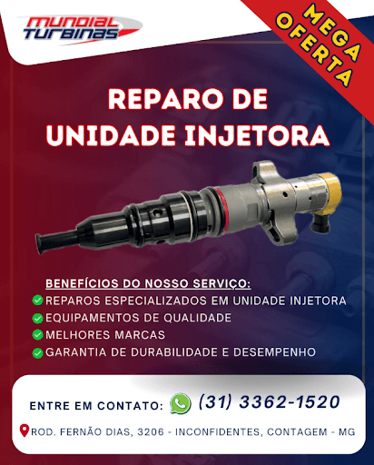 🔧🚛 Maximize o desempenho do seu veículo a diesel! 🚛🔧

A Mundial Turbinas oferece uma oferta imperdível para o reparo de unidade injetora, garantindo máxima performance e economia de combustível para seu caminhão ou frota.

✅ Serviço especializado com equipamentos de qualidade
✅ Rapidez, qualidade e o melhor preço do mercado

Não perca tempo! Agende agora com quem entende do assunto!

📞 Ligue ou envie mensagem: (31) 3362-1520
📍 ROD. FERNÃO DIAS, 3206 - Inconfidentes, Contagem/MG

#MundialTurbinas #ReparoUnidadeInjetora #DesempenhoGarantido #EconomiaDeCombustível