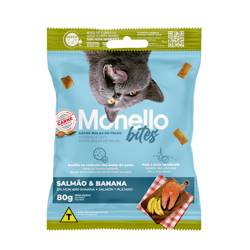 Monello Bites Gatos Bolas De Pelos - Descubra o Monello Bites, o snack perfeito para oferecer ao seu gato uma experiência única e irresistível! Criado com ingredientes de alta qualidade, esse petisco combina sabor e crocância em cada mordida. Elaborado com proteínas, frutas e legumes, Monello Bites garante uma alimentação saudável, balanceada e rica em vitaminas e nutrientes essenciais para a saúde felina. E o melhor: cada unidade possui apenas 2 calorias, permitindo que você mimar seu gatinho com tranquilidade, sem prejudicar sua saúde. Proporcione momentos de prazer e bem-estar ao seu pet, com o compromisso de sempre manter sua qualidade de vida em primeiro lugar!