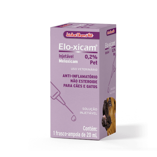 Elo-Xicam Injetável 0,2% 20ml - É um Anti-inflamatório indicado em processos inflamatórios dos cães e gatos, nas patologias dolorosas agudas ou crônicas.