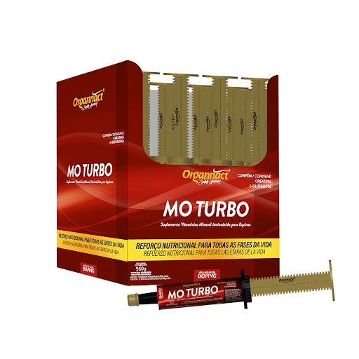 Mo Turbo 2X(12X80G) - Suplemento vitamínico mineral aminoácido indicado para equinos em diversas fases da vida.