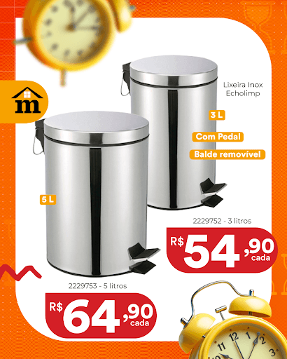 🌿✨ Mantenha seu ambiente organizado e limpo com a Lixeira Inox Echolimp de 5 litros (R$ 64,90) e 3 litros (R$ 54,90) , equipada com pedal para maior praticidade! Perfeita para o seu dia a dia. 🗑️🌟 Preços válidos até 24/03/2025  ou enquanto durarem os estoques. #multicoisas  #Echolimp #LixeiraInox #Organização