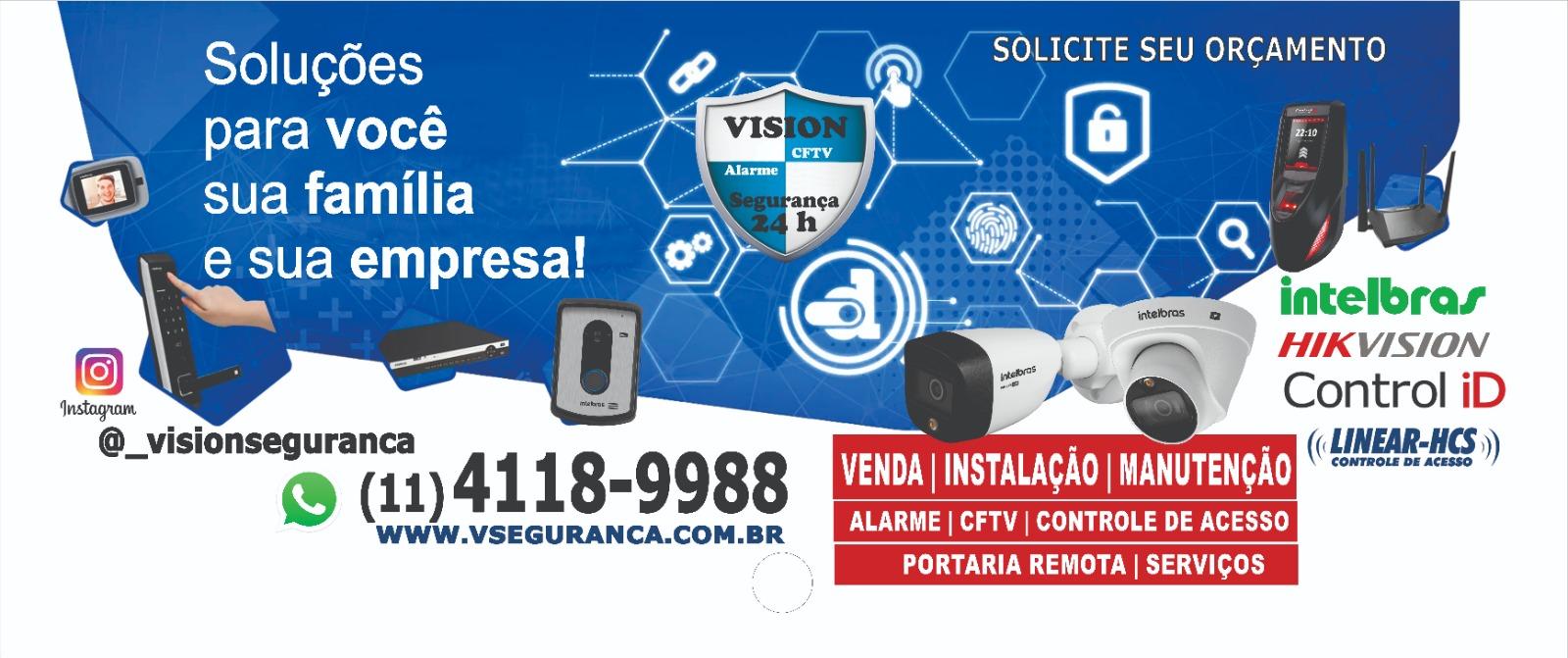 Vision Segurança Portaria e Serviços - Instalação de Câmeras, Alarme, Controle de Acesso, portaria remota, ar-condicionado banner