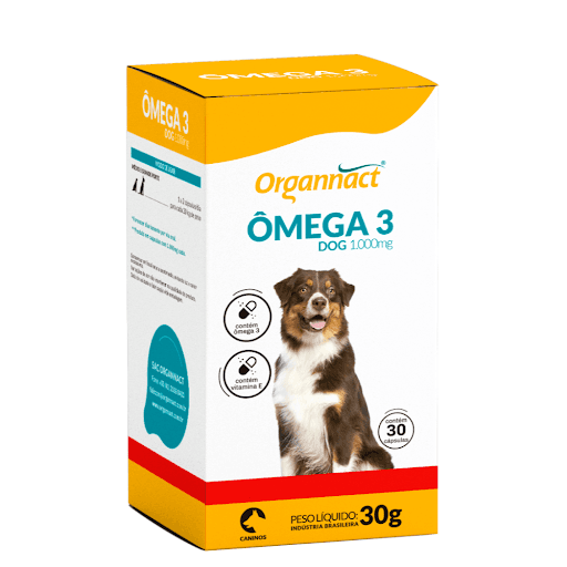 Omega 3 Dog 1000Mg 30G - Organnact - Pode ser oferecido como suplemento alimentar para cães de todas as idades, saudáveis ou em tratamento de doenças. Fonte de EPA e DHA (principais componentes do Ômega 3). Uso contínuo. Sem efeitos colaterais indesejados.
